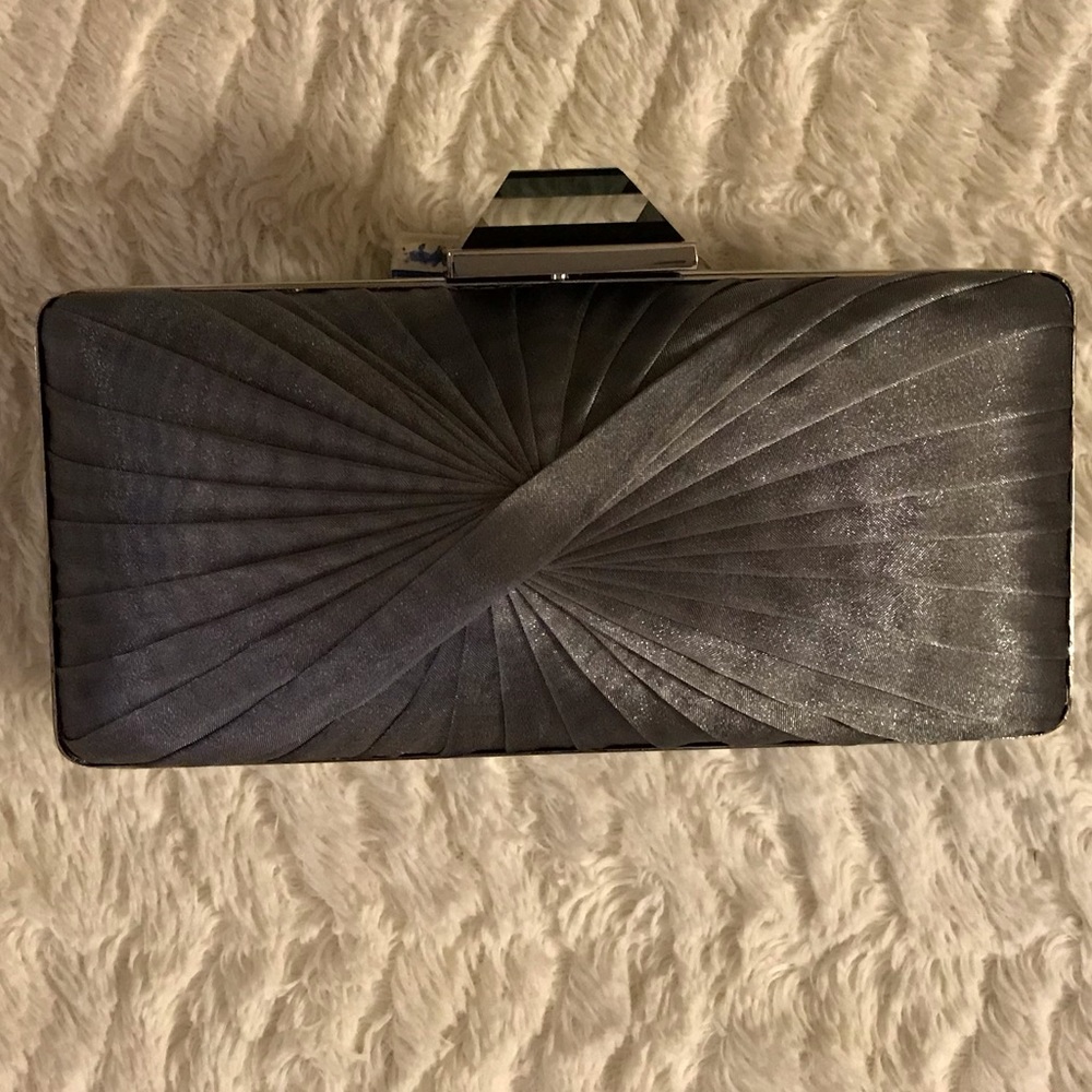 Sandra Roberts Mini Quilted Satin Box Clutch Grey - Picture 5 of 5